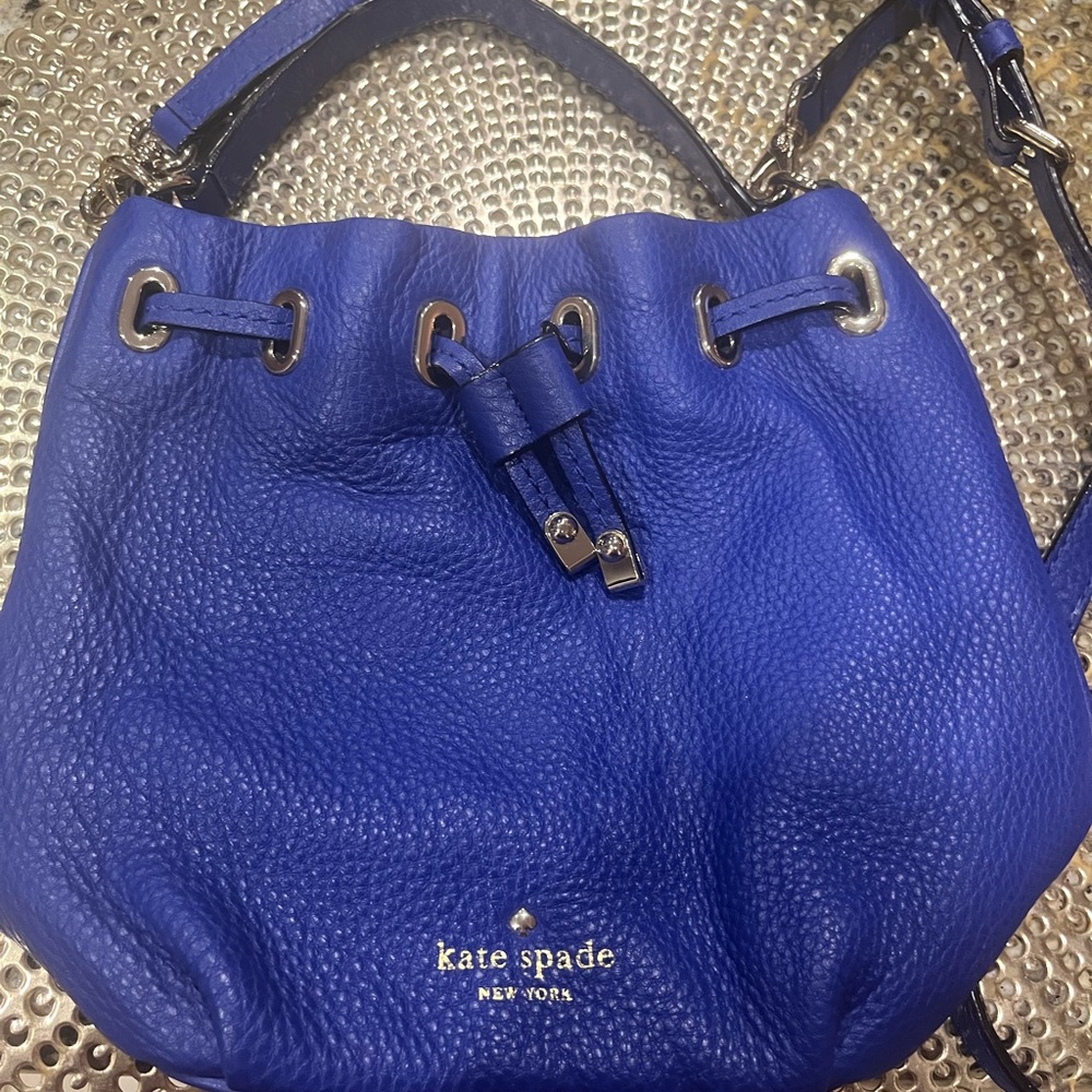 Kate Spade Blue Leather Drawstring mini bucket bag - Picture 10 of 11
